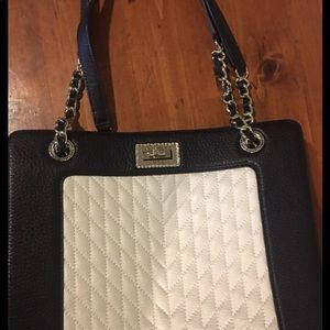 Karl Lagerfeld black white quilted tote NWOT